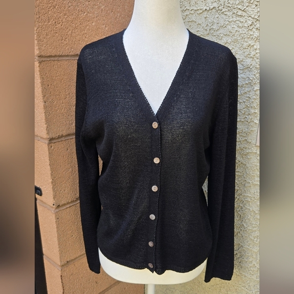 Marks & Spencer Sweaters - St Michael From Marks & Spencer Women’s Black V-Neck Button Cardigan Sweater